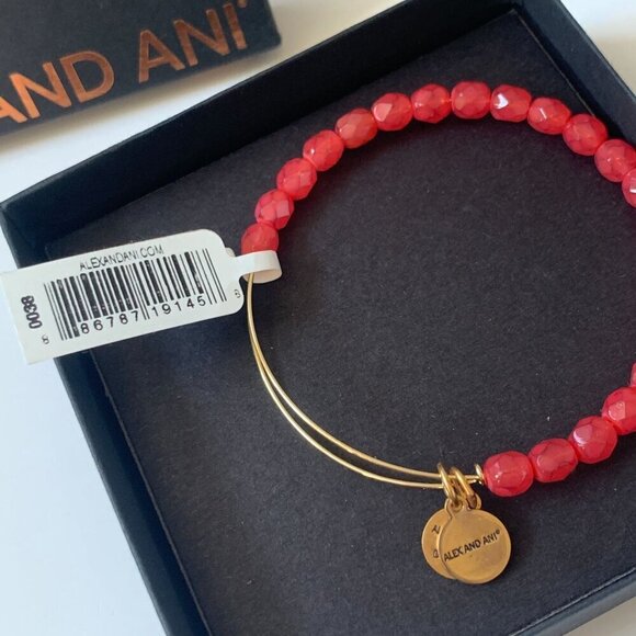 Alex and Ani Charm Tangerine Beaded Pebble Bangle Gold Finish 2"- 3.5" NIB - Picture 3 of 3